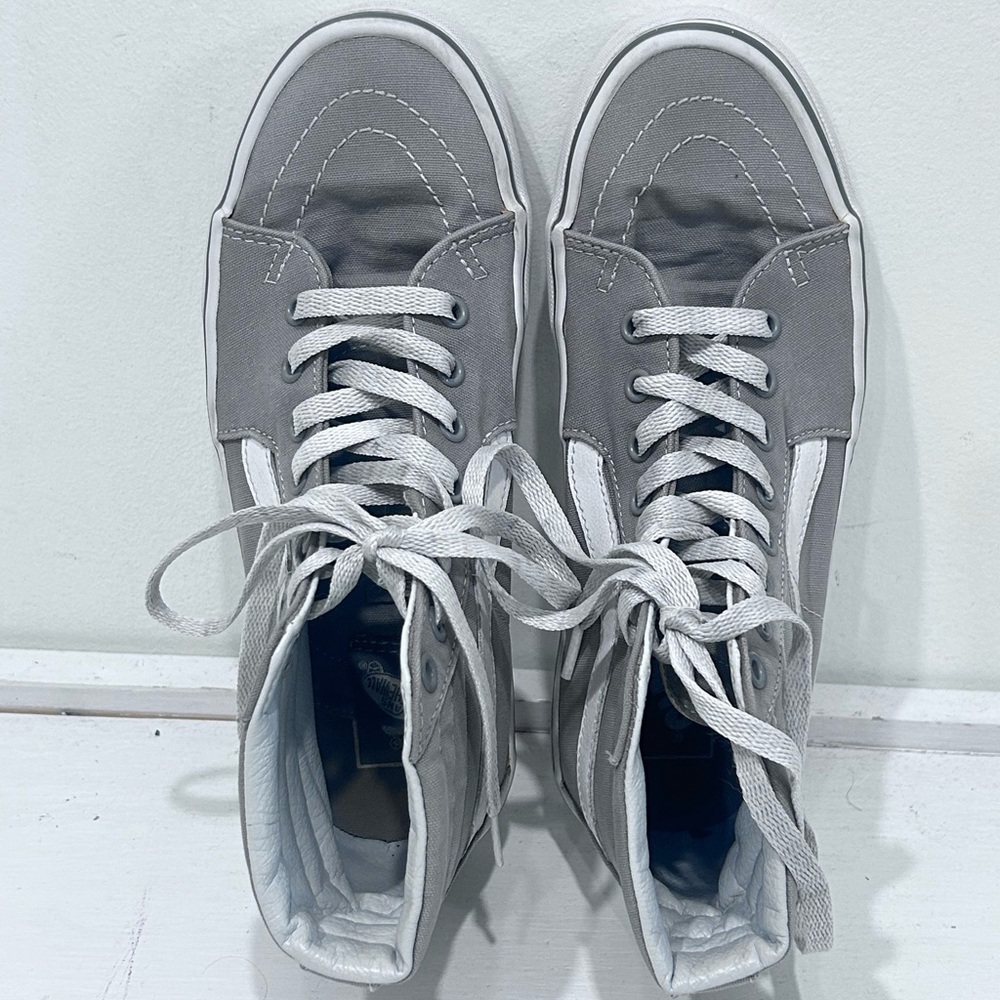 Vans Sk8-Hi Grey High Top Sneakers Skate Shoes Men’s 7 Women’s 8.5 Classic - Picture 10 of 13